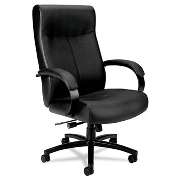 HON® Validate Big And Tall Leather Chair, Supports Up To 450 Lb, 18.75" To 21.5" Seat Height, Black freeshipping - TVN Wholesale